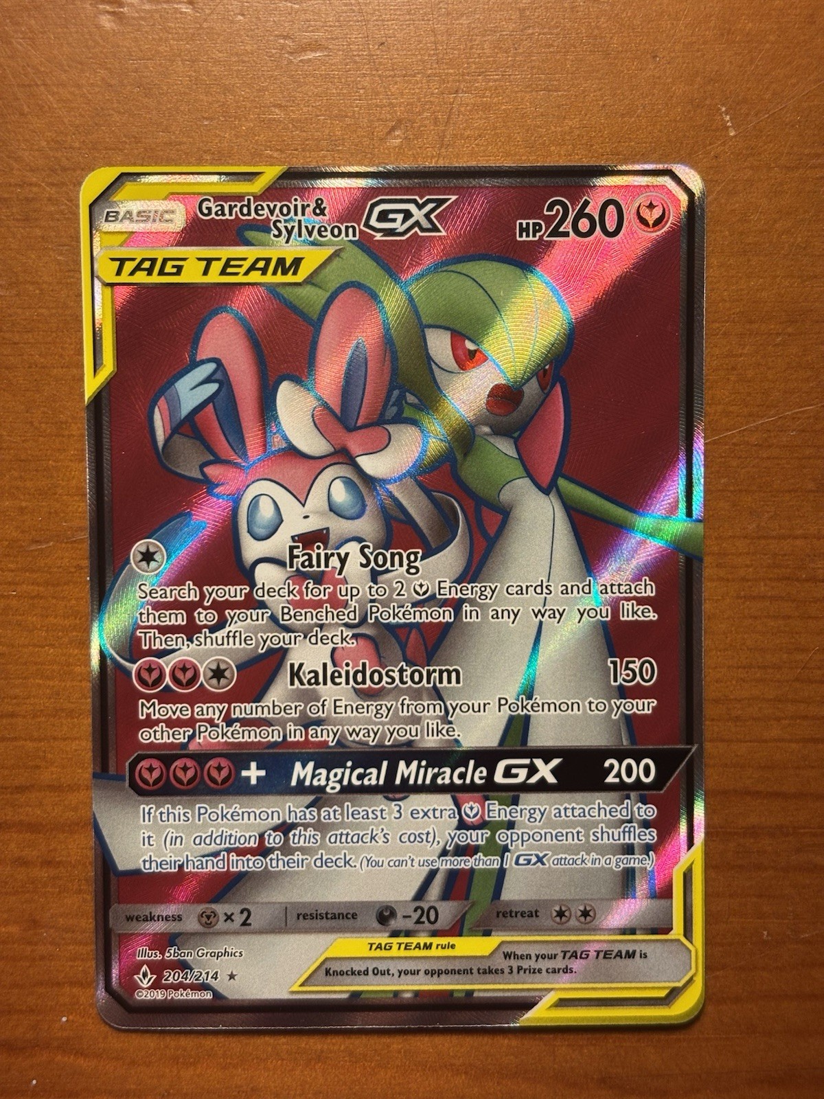Pokemon Gardevoir & Sylveon GX Full Art Ultra Rare Holo 204/214 Unbroken Bonds