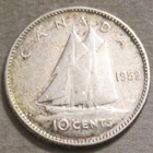 SELLING AS SHOWN - 1952 CANADIAN DIME 10 CENTS *** 80% SILVER *** 615