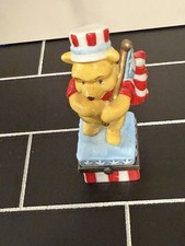 Disney Winnie the Pooh 4th Of July Porcelain Hinged Trinket Ring Box JULY NIB