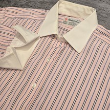 Turnbull  Asser Mens Dress Shirt 16 41 Pink Blue Stripe French Cuff England