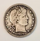 1914-D Barber Quarter VERY FINE Silver 25c
