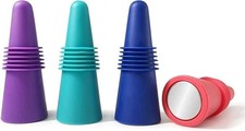 Wine Stoppers Silicone Beverage Bottle Sealer Caps Reusable Covers Pack of 4
