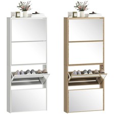 HOMCOM Mobile Scarpiera a 4 Ante a Specchio 63x17x146 cm