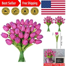 Elegant 30 Count Fuchsia Artificial Tulips | 12.6" Tall | Perfect for Weddings