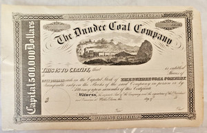 1880's UNISSUED DUNDEE COAL COMPANY STOCK CERTIFICATE - LUZERNE COUNTY, PA