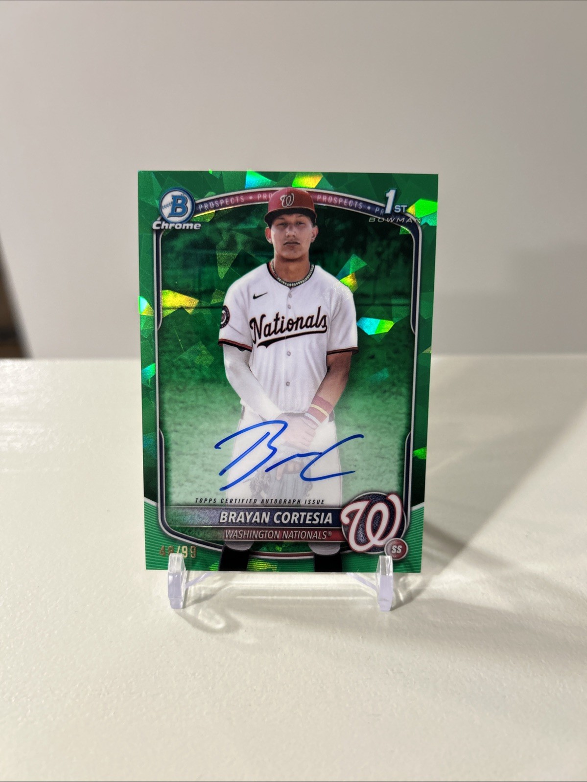 BRAYAN CORTESIA 2025 Bowman Chrome 1ST Sapphire GREEN AUTO #/99 Nationals
