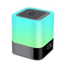 LED Alarm Clock Bluetooth Speaker Bedside Lamp for Bedroom Table Decor