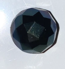 Antique Jet Black Glass Button Iridescent Faceted Ball Metal Tunnel Shank 7/16"
