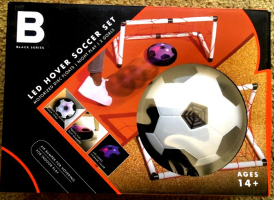 Black Series LED Hover Indoor Soccer Game Set w/2 Goals Play In Dark