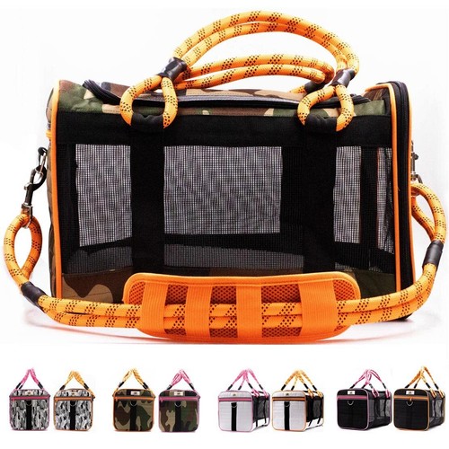 Airline Approved Pet Carrier Army Camo & Orange for Dog or Cat, Fits