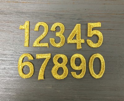 Gold - 1'' Numbers - Your Choice - Iron on Applique/Embroidered Patch