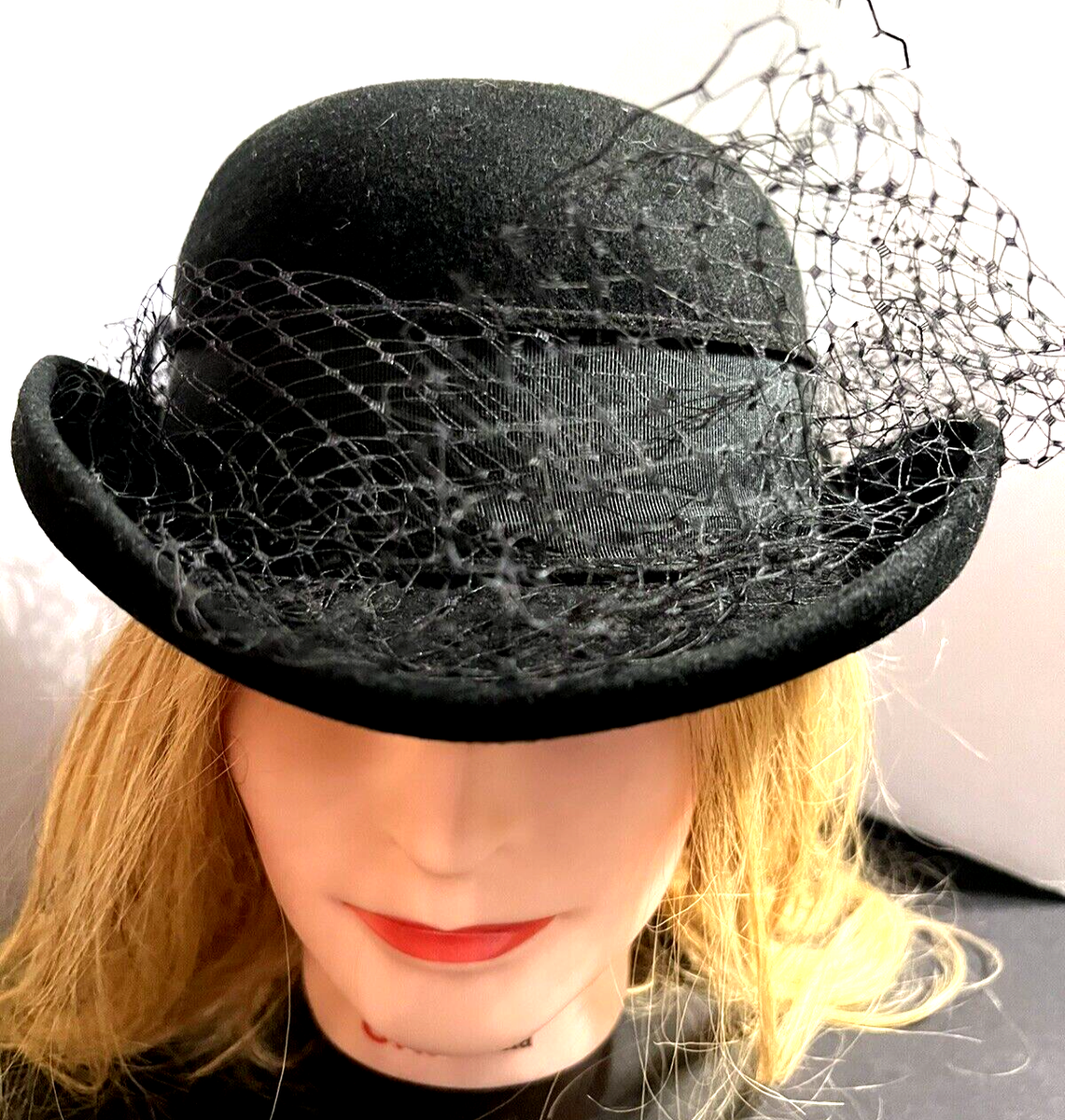 Vintage Deborah Black Fancy Wool Hat Decorative Accents  display picture 3