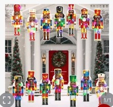 Nutcracker Outdoor Decorations 48 Piece With Lights New 8" Tall African American