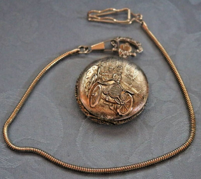 Pocket Watch Chain Model A or T Car People Back Embossed Botanical Motif