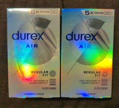 2 Packs Durex Air Ultra Thin Regular Fit Latex Condoms for Men, EXP 05/2027