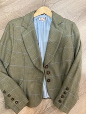 Brace Essentials Tweed Wool Blazer Jacket Size 14 Fits 12 Sage Green Blue Check