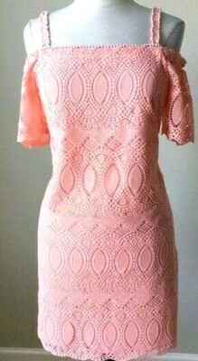 LACE Eyelet OFF SHOULDER SHIFT PEACH DRESS Sz 4 NWOT WRITE HOUSE BLACK  MARKET | eBay