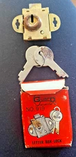  Vintage Guard Letter Box Lock Security Hong Kong No 919 lock and 2 keys 