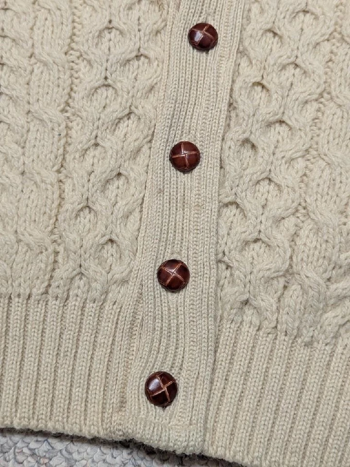 Cárdigan suéter vintage ARAN L grueso tejido HIGHLAND HOME lana escocesa irlandesa Foto 4 de 4