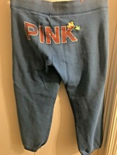 Victoria Secret PINK pants sweatpants S lounge cozy rare vintage Blue Dog Flower