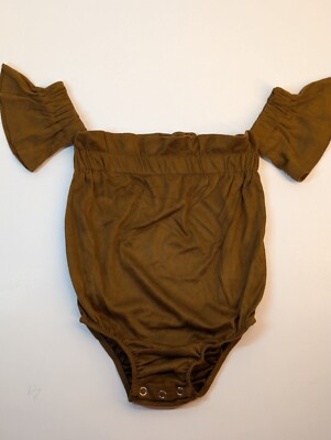 Baileys Blossom Brown Suede Off the Shoulder Romper 18-24mths