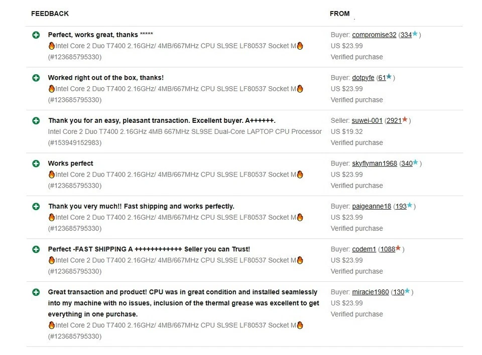 🔥Intel Core 2 Duo T7400 2.16GHz/ 4MB/667MHz  CPU SL9SE LF80537 Socket M🔥 - Image 4 of 4