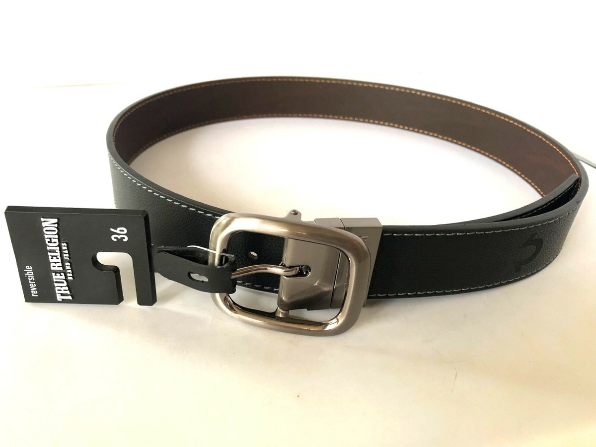 New True Religion Mens Belt TR301536 Varis Reversible Black New True Religion Mens Belt TR301536 Varis Reversible Black