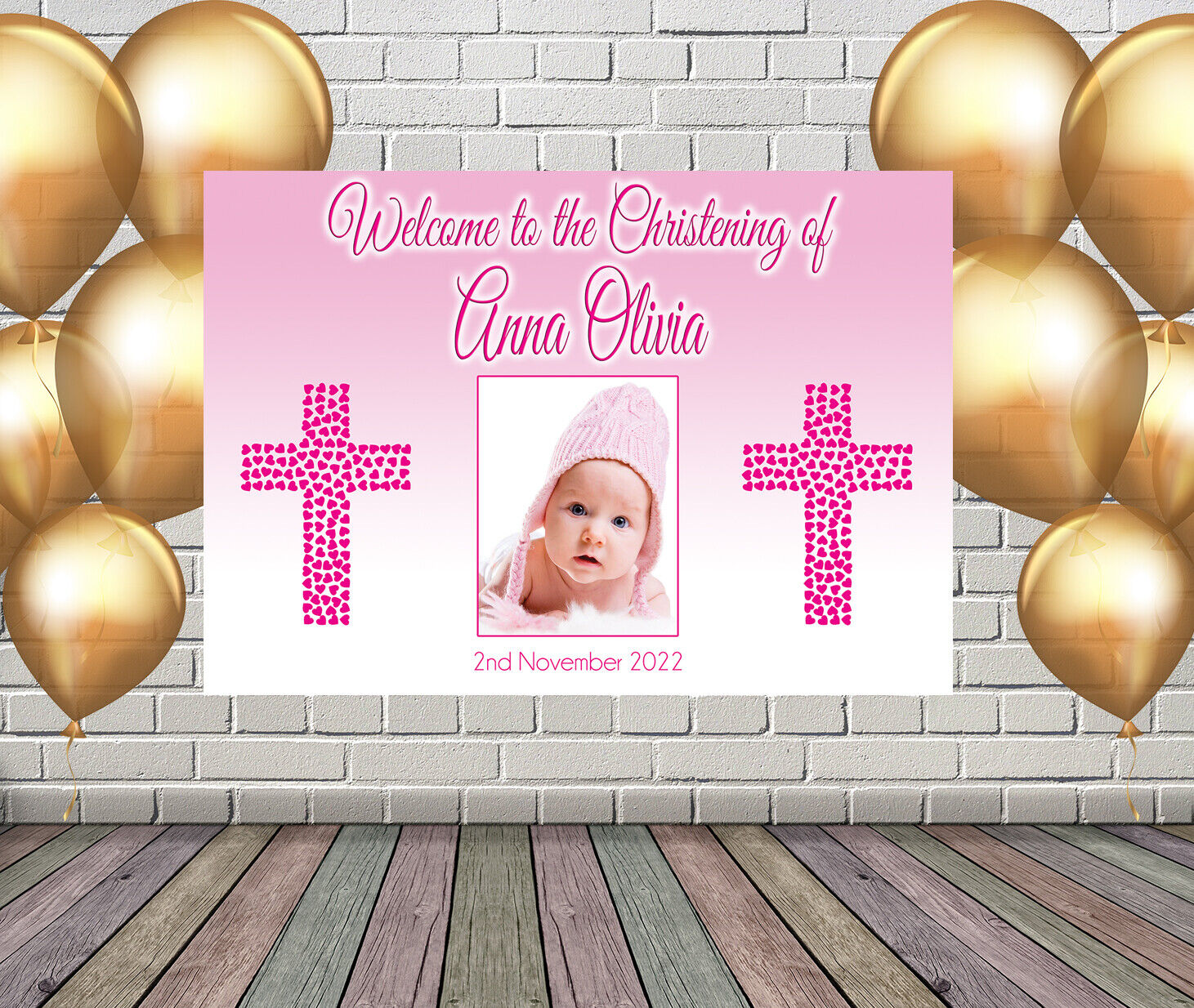 LARGE CHRISTENING BAPTISM POSTER BANNER PERSONALISED ANY NAME PH