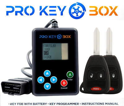 2 New Replacement Remote Key Fob & Programmer for Select Chrysler Dodge Jeep RAM