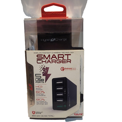 Tzumi 5248 Smart Charger Adapter Hyper Charge Qualcom USB 3.0 5-Ports Hub NEW