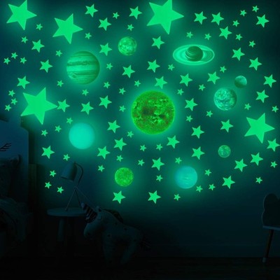 Glow in The Dark Stars and Planets Solar System Wall Decals, 110PCS Glowing C...