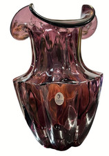 BEAUTIFUL 1990  S FENTON PURPLE AMETHYST ART GLASS MELON RUFFLED VASE