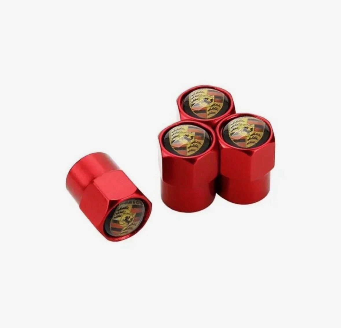 Red For Porsche Valve Stem Caps 4 Pack GTS Cayenne 911 FREE USA SHIPPING