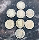 Lot of Eight (8) Barber Dimes 90% Silver 10c Circulated Different Dates