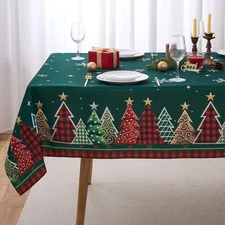 Christmas Tablecloth Rectanglar Christmas Tree Green Table Cloth - 60 x 84 Ob...