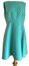 Tahari Sleeveless Quatrefoil Flower Dress, Knee Length 10, Full Skirt