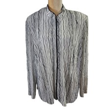 Alex Evenings Women's Metallic Silver Sparker Full Zip Shacket Blazer Plus 3X