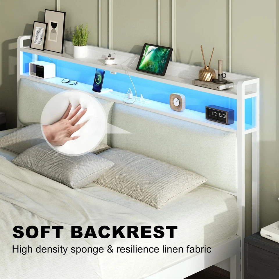 Headboard for King Size Bed Frame, Headboards with Outlets, USB Ports and 60,000 - Image 4 of 4