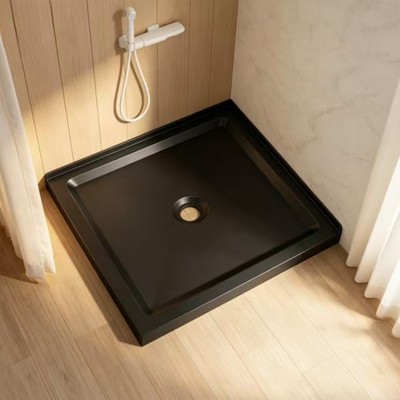 36 in.Lx36 in.W Black Acrylic Shower Base Anti-Slip Smooth Heavy Duty Shower Pan