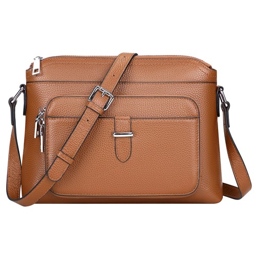 MoreFarther Women's Genuine Leather Crossbody Bag - Structured Handbag, Adjustable Strap, Brown, Compact & Spacious - View #12