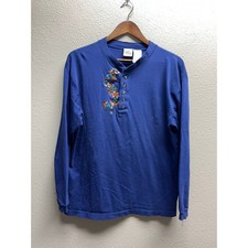 Vintage Disney Long Sleeve Shirt The Disney Store Goofy 1/4 Button Blue Tee M