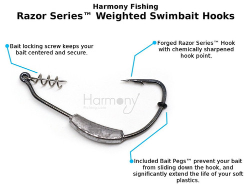 Harmony Fishing - Razor Series Weighted Swimbait Hooks (5 Pack) - Picture 2 of 8