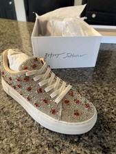 Betsey Johnson Sidny Cherry Print Rhinestone Platform Low Top Canvas Sneaker