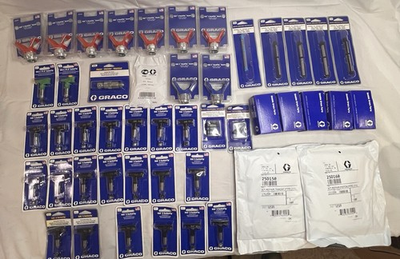 #ad Huge Lot of New Graco Replacement Parts Must See Pictures Tips Filters Guards $1495.00