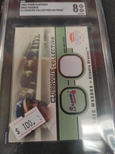 SGC 8 2002 Fleer Platinum Greg Maddux Clubhouse Collection Material