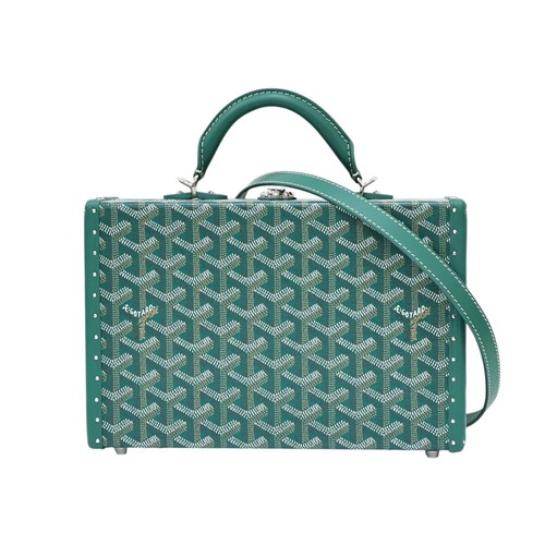 GOYARD Grand Hotel Trunk Shoulder Handbag Goyardine PVC Canvas Green