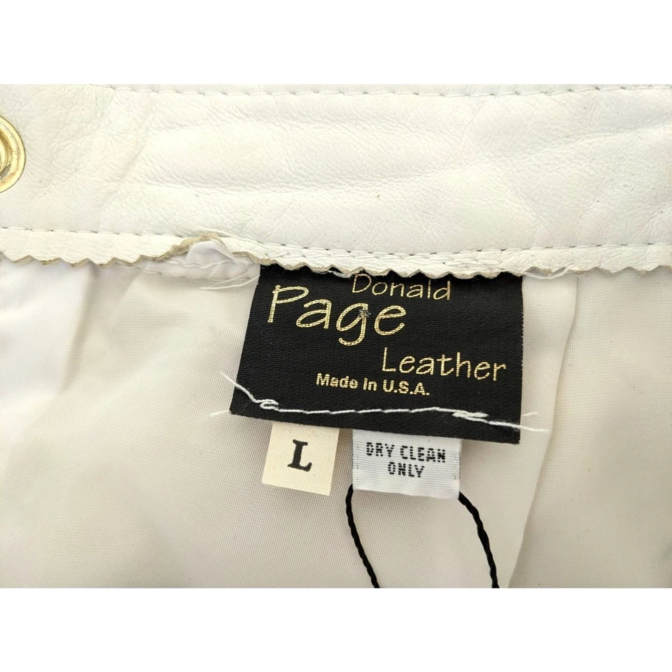 Minifalda de Colección Años 80/90 Donald Page Cuero Blanco Ligera Línea A, Hecha en EE. UU., Talla 4 Foto 3 de 4