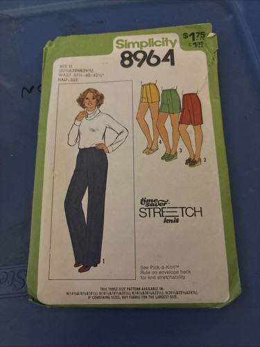 UNCUT Vintage 1970s Simplicity 8964 Sewing Pattern Size L/XL EASY Shorts & Pants