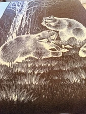 MORA raccoon Hunting Lodge  Reversible Throw Blanket  Acrylic 60”x 80”