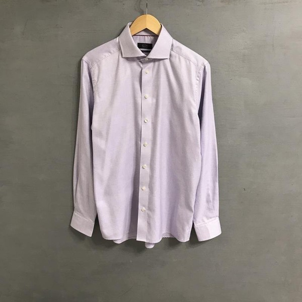 Men Eton Shirt Purple Cotton 42 / XL / 50